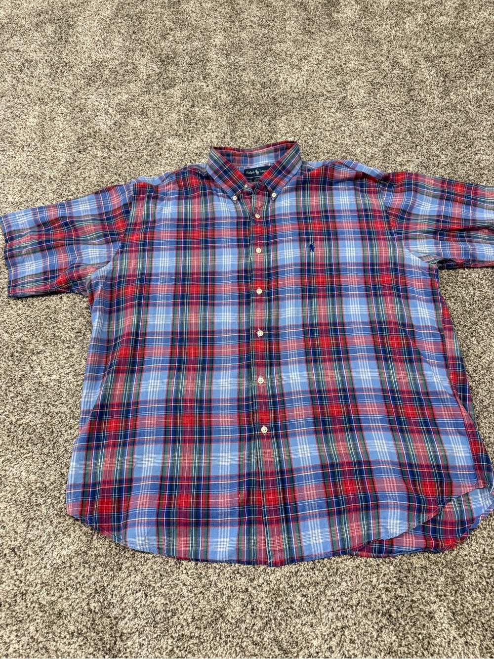 Ralph Lauren Men's Blake Plaid Button-Down Shirt in Blue and Red